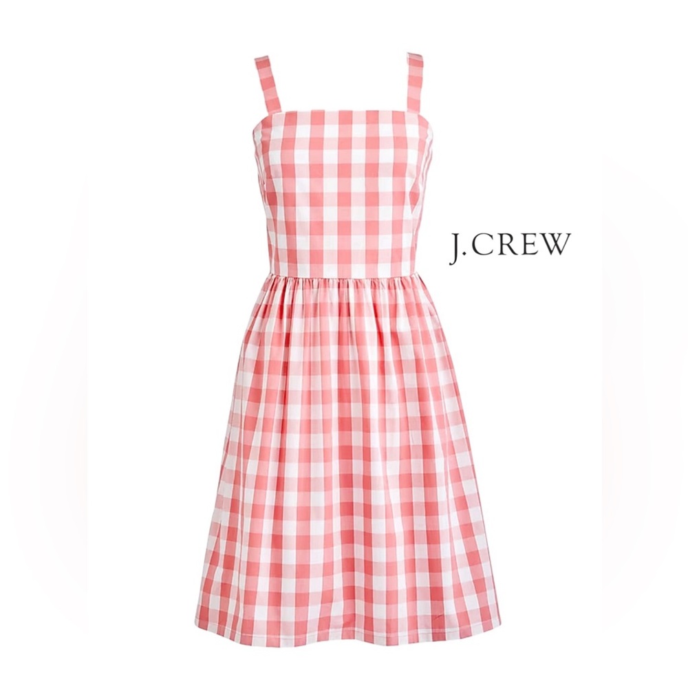 J. Crew Pink and White Gingham Mini Dress